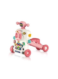 Teknum 5-In-1 Baby Walker, Learning Table, Game Panel, Scooter And Roller Coaster With Musical Keyboard, Pink