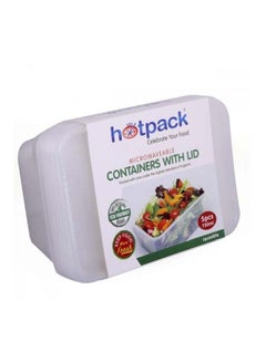 Hotpack Microwavable Rectangular Container, 5 Pcs