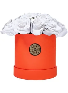Bloombox Iconic White Rose Medium Red Box