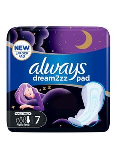 Always Dreamzz Pad Clean & Dry Maxi Thick Night Long Sanitary Pads With Wings, 7 Pcs
