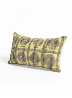 Tohfa luxe Zohra Yellow Decorative Cushion With Filler – Handcrafted Silk Tussar With Thread Work & Yellow