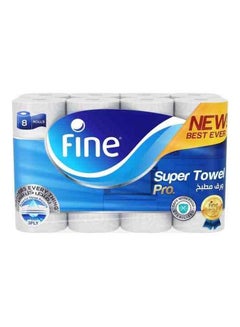 Fine 3 Ply Super Kitchen Rolls, Pack Of 8