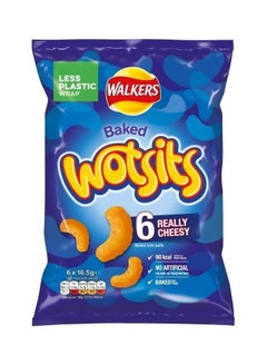 Walkers Baked Wotsits Puffed Snacks, Really Cheesy, Pack Of 6