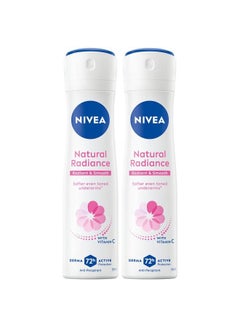 Nivea Natural Radiance, Radiant & Smooth, Vitamin C Collagen Booster 72H Antiperspirant For Women, Spray, Pack Of 2