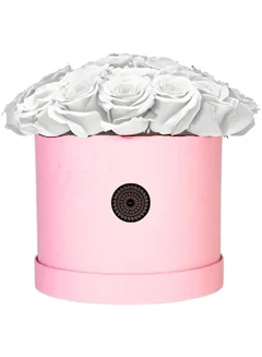 Bloombox Iconic White Rose Premium Pink Box
