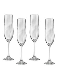 Crystalex CZ Waterfall Champagne Flute Glass, Pack Of 4