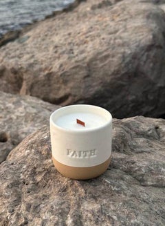 Tohfa luxe Faith Handmade Ceramic Candle – Single Handcrafted Ceramic Vessel With Wooden Wick