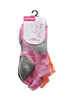 Essentials Half Cushion Design Ankle Socks For Women, Pink & Orange