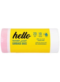 Hello Garbage Bag Drawstring White 20s