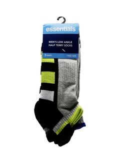 Essentials Low Ankle Half Terry Socks Socks For Men, Green & Grey