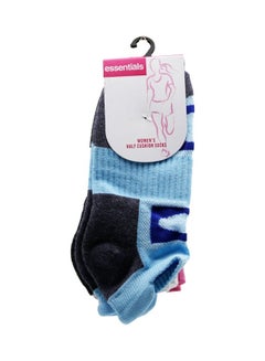 Essentials Half Cushion Design Ankle Socks For Women, Black & White