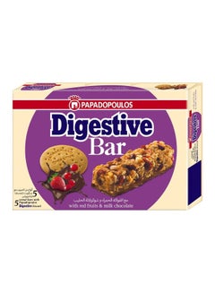 Papadopoulos Digestive Red Fruits And Milk Chocolate Cereal Bar, Pack Of 5