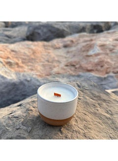Tohfa luxe Madina Ceramic Candle Cup – Handmade Soy Wax Candle With Coffee Fragrance & Wooden Wick