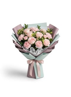 Soft Blush Roses & Carnations Bouquet