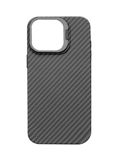 X-Fitted Silk Screen Design Carbon Fiber Case With Kick Stand Iphone 16 Pro Max Black