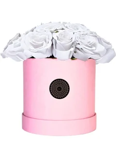 Bloombox Iconic White Rose Medium Pink Box