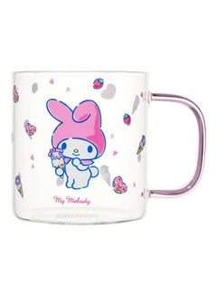 Miniso Sanrio Characters Glass Cup With Colored Handle, 420ml, My Melody