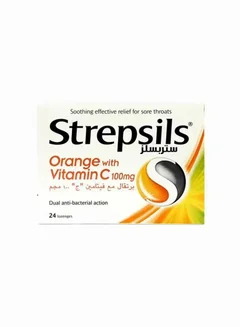 Strepsils Sore Relief Lozenges, Orange With Vitamin C, 24 Pcs