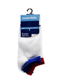 Essentials Plain Sneaker Casual Socks For Men, Blue & Red