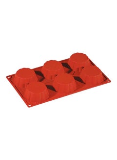 Paderno Silicone Fluted Briochettes Mold, Red