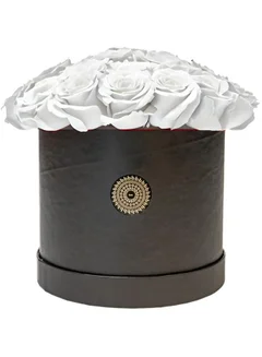 Bloombox Iconic White Rose Premium Black Box