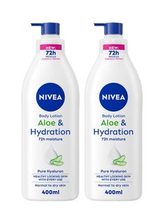 Nivea Body Lotion For Normal To Dry Skin, Aloe & Hydration, 5In1 Complete Care, With Deep Moisture Serum, 72H Fast Refreshing Moisture, Pack Of 2