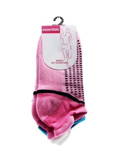 Essentials Half Cushion Plain Ankle Socks For Women, Pink & Blue