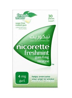 Nicorette Nicotine 4mg Gum, Sugar Free, Fresh Mint, 30 Pcs