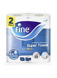 Fine 3 Ply Super Kitchen Rolls, Pack Of 2