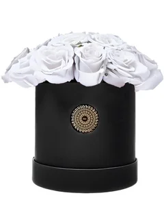 Bloombox Iconic White Rose Medium Black Box