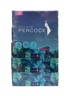 Peacock مناديل وجه ديلوكس، 2 طبقة، 150 قطعة