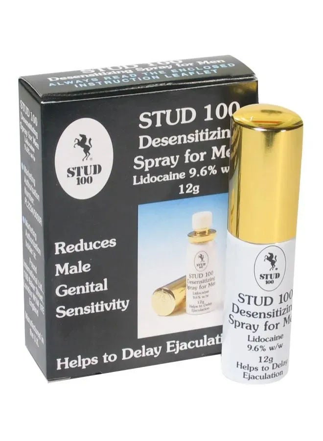 Stud 100 Delay Spray for Men 12g - Fast-Acting Desensitizing Spray for Longer-Lasting Intimacy, Discreet Pocket-Size Formula for Better Personal Control & Timing