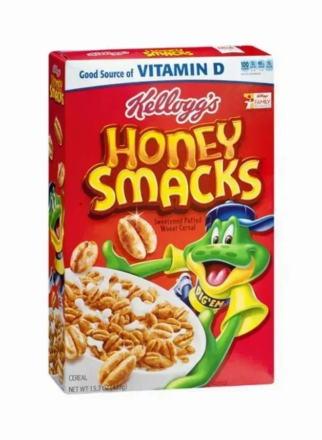 Kellogg's Honey Smacks Sweetened Puffed Wheat Cereal