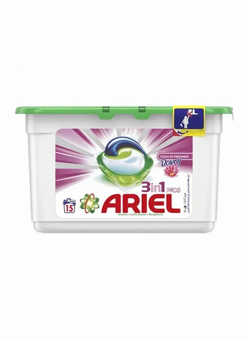 Ariel 3-In-1 Laundry Detergent Pods, Touch Of Freshness Downy, 15 Pcs