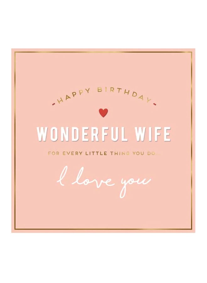Alice Scott Wonderful Wife Red Heart Birthday Card