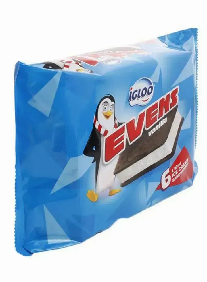 Igloo Evens Vanilla Ice Cream Sandwich, 6 Pcs