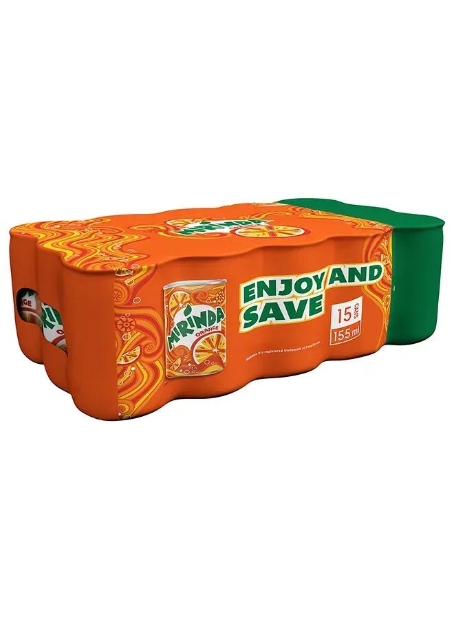 Mirinda Orange, Carbonated Soft Drink, Mini Cans, Pack Of 15