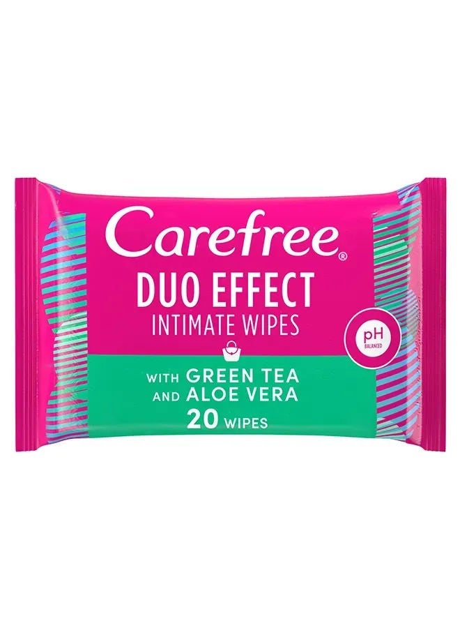 Carefree Duo Effect With Green Tea And Aloe Vera Daily Intimate Wipes