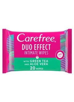 Carefree Duo Effect With Green Tea And Aloe Vera Daily Intimate Wipes