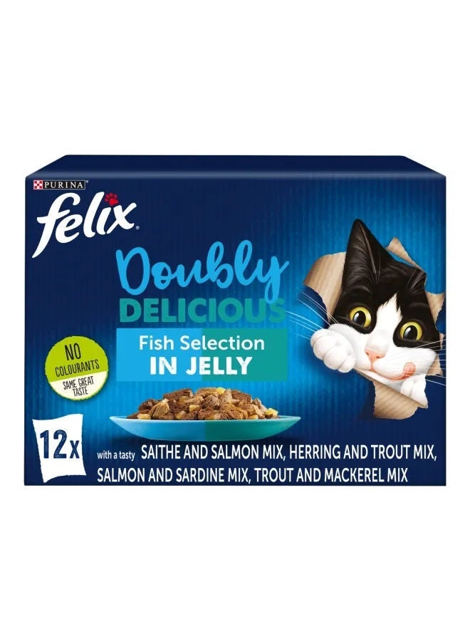Purina Felix Doubly Delicious Fish Selection In Jelly Cat Wet Food, Pack Of 12