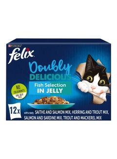 Purina Felix Doubly Delicious Fish Selection In Jelly Cat Wet Food, Pack Of 12