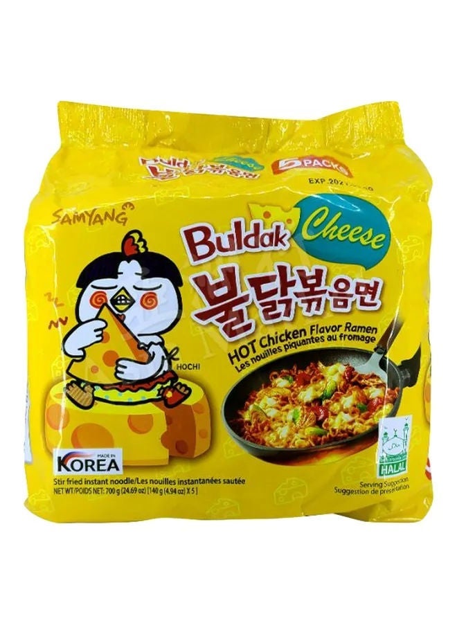 Samyang Ramen Cheese Noodle, Hot Chicken, Pack Of 5
