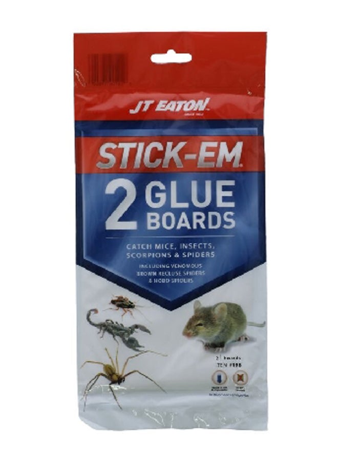 JT EATON 2-Piece Stick-Em Easy-to-Catch Foldable Mouse and Insect Glue Board Trap 4.75 x 7.37 Inch