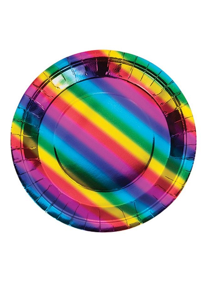 Creative Converting Dinner Paper Plate, Metallic Rainbow, 8 Pcs