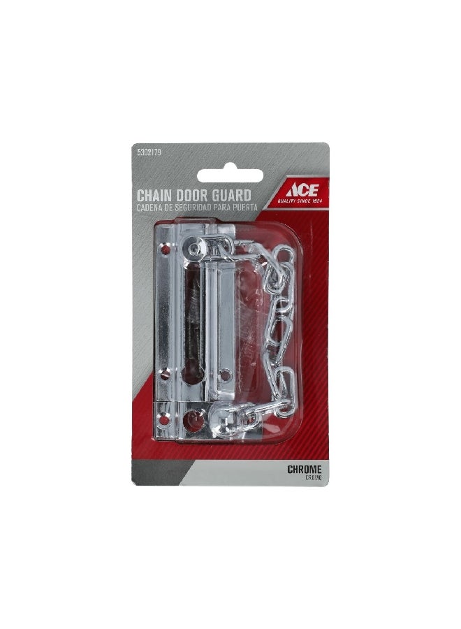 Ace Easy Installation Chrome Finish Steel Chain Door Guard Silver 3.38 Inch 01-3016-145