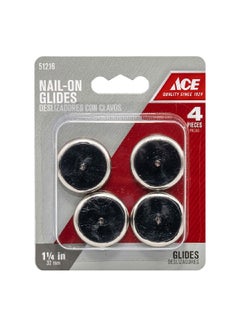 Ace 4-Piece Nylon Nail-On Glides Black and Silver 1.25 Inch 51216
