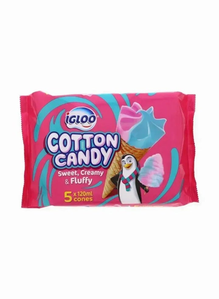 Igloo Cotton Candy Ice Cream Cone, 5 Pcs