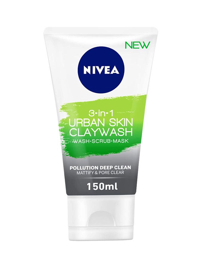 Nivea 3-in-1 Urban Skin Claywash, Face Wash-Scrub-Mask, Mattify & Pore Clean