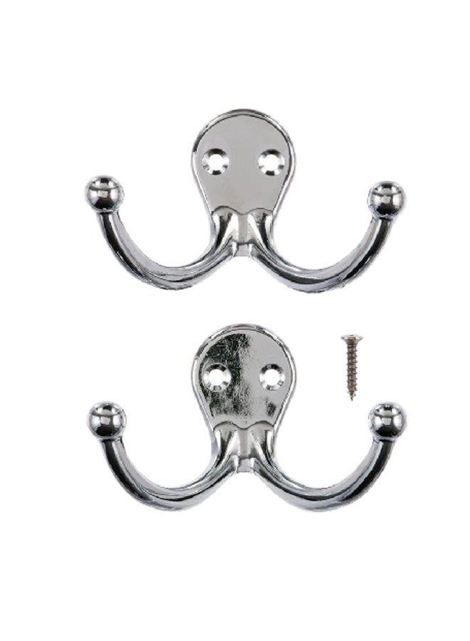 Ace 2-Piece Metal Double Garment Hook Silver Small 01-3012-406