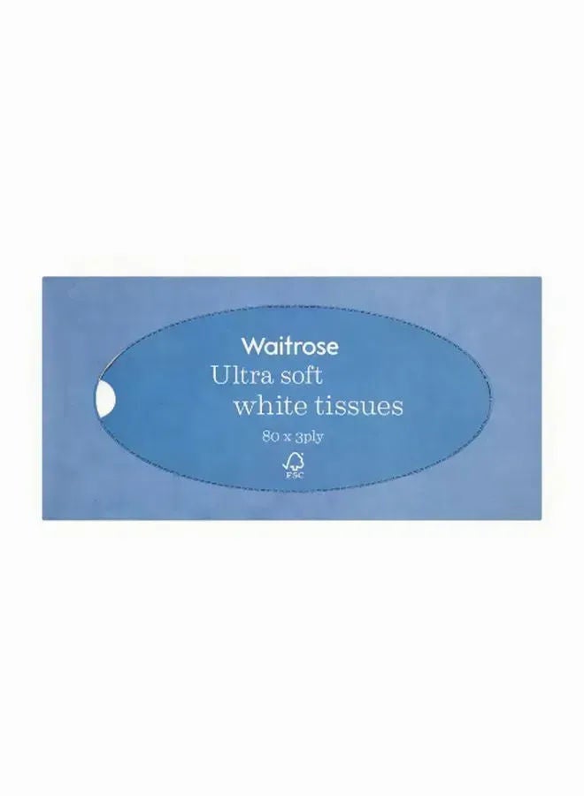 Waitrose Ultra Soft White Tissues, 3 Ply, 80 Sheets